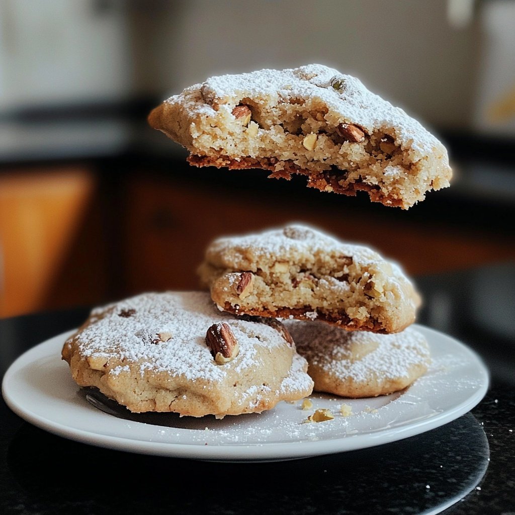 Zarte Pistazien Mürbchen Mit Puderzucker