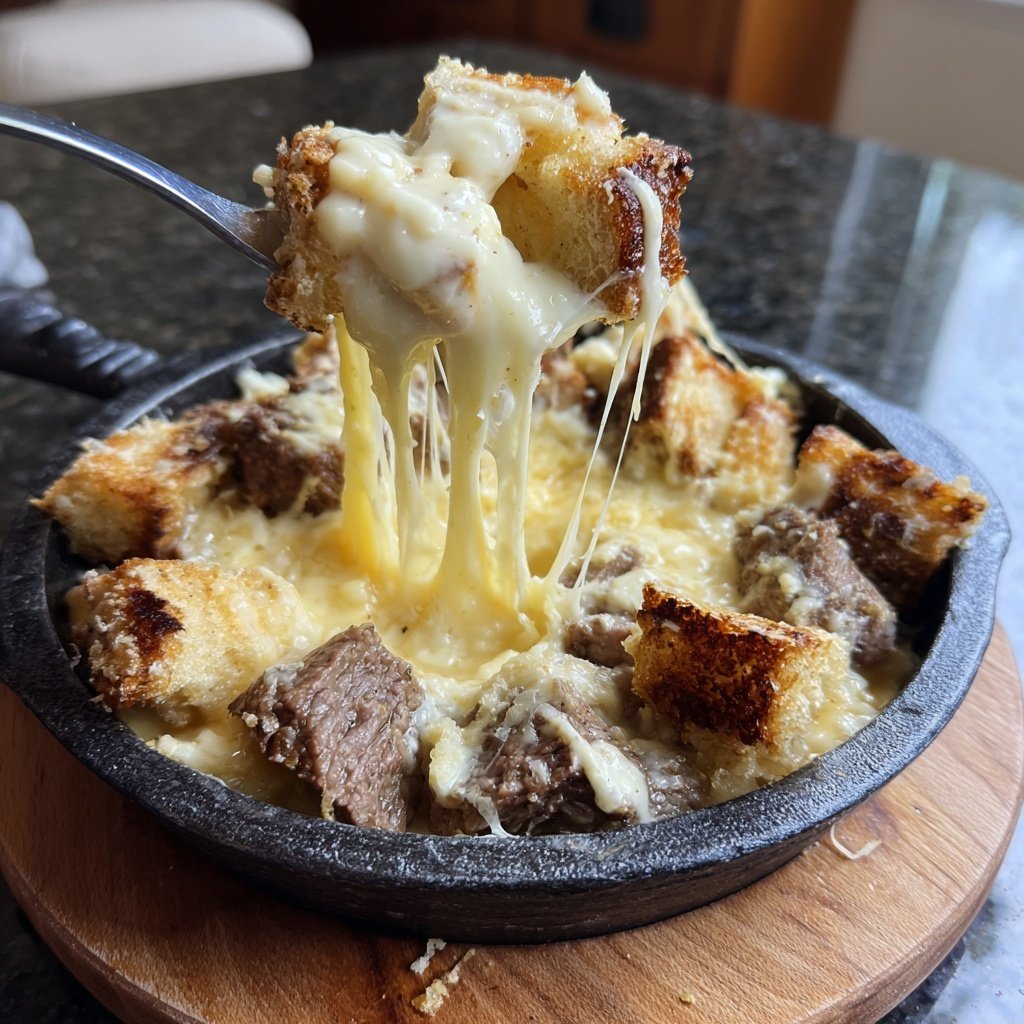 Steak und Käse Fondue Genuss