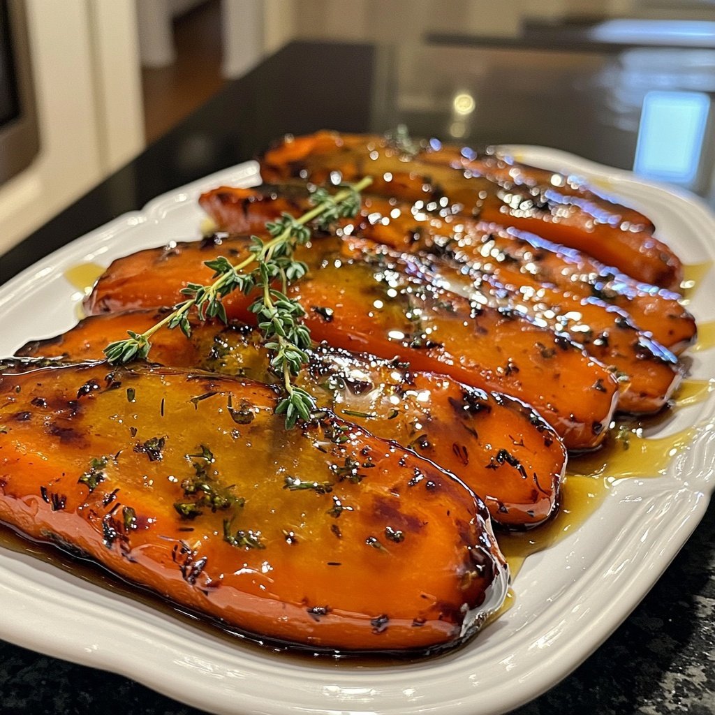 Glasiertes Karotten-Gemüse mit Honig und Thymian