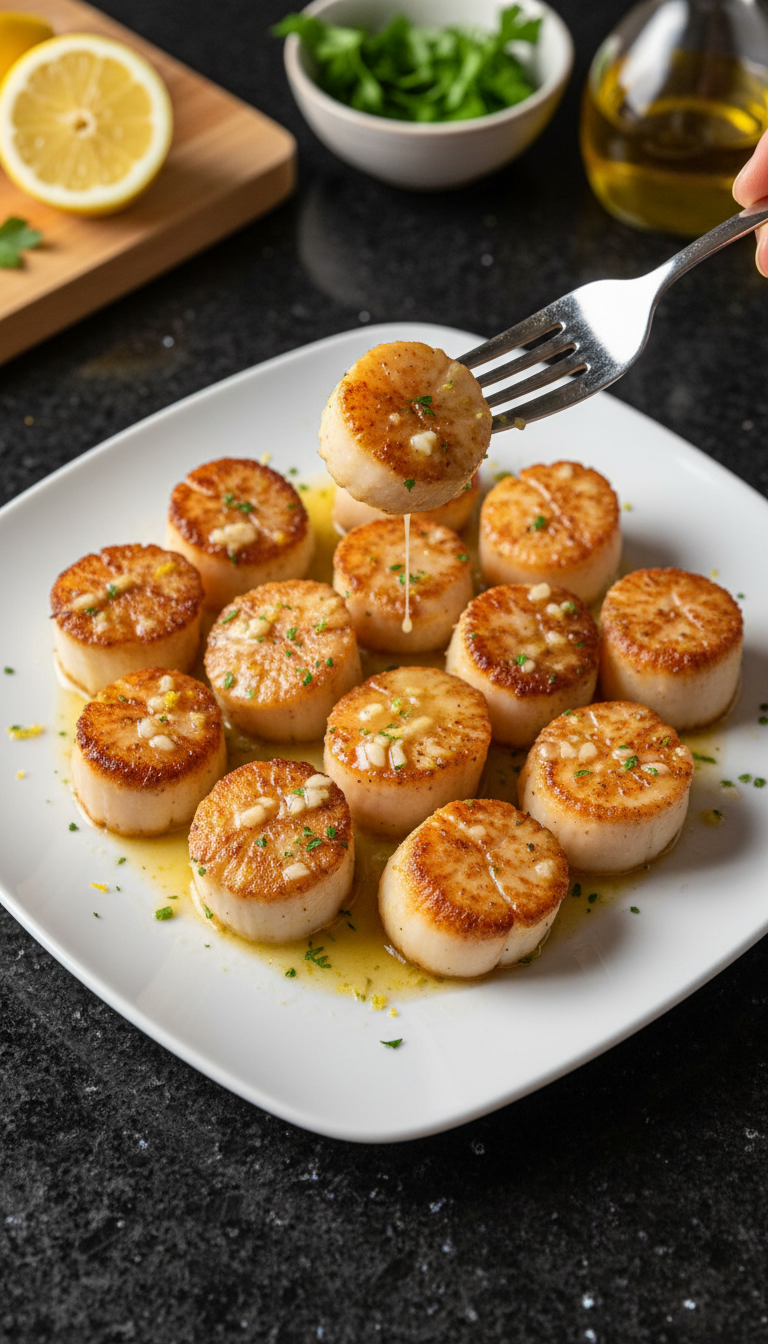 Zitronen Knoblauch Pfannen Jakobsmuscheln​