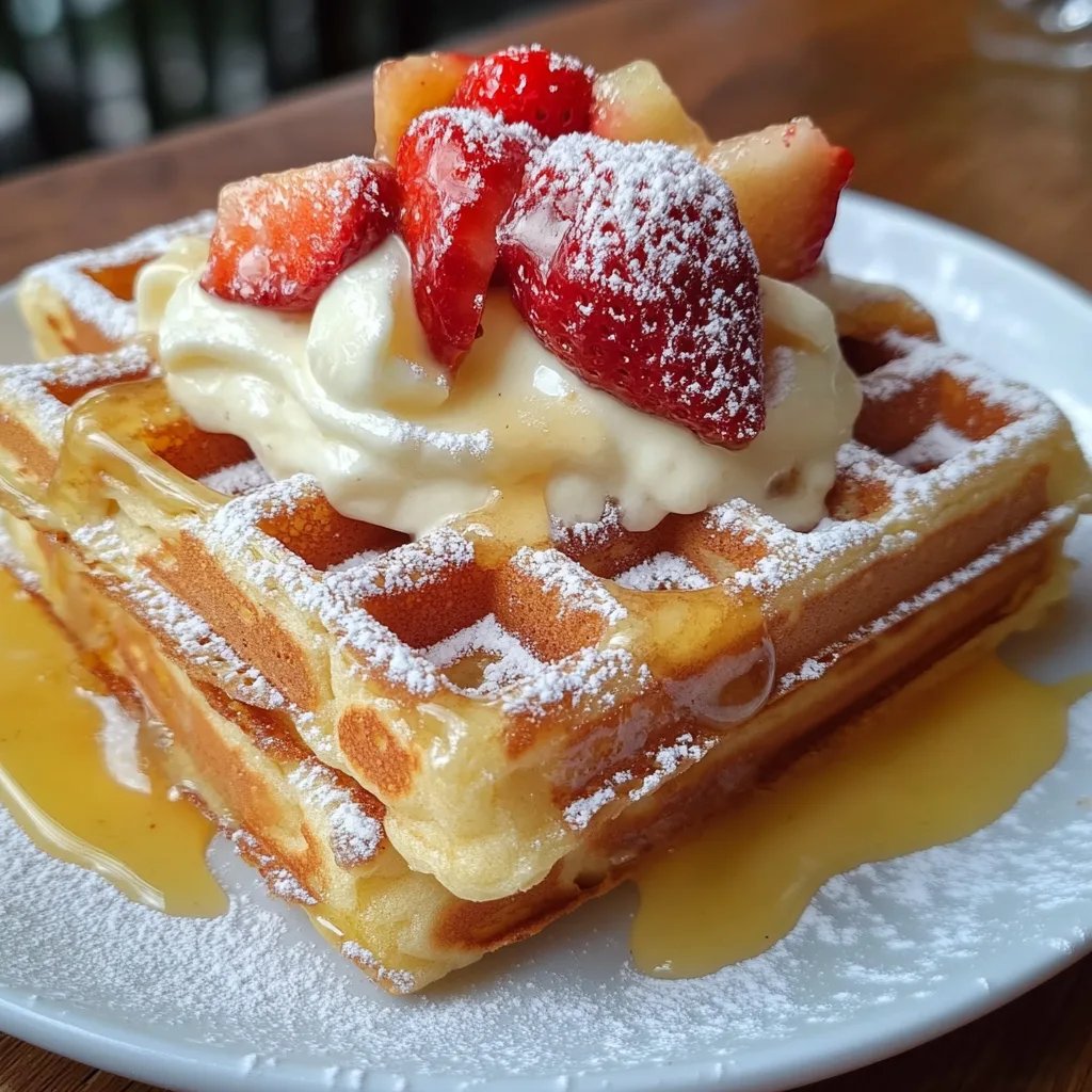 Apfel-Zimt-Waffeln mit Vanillesauce