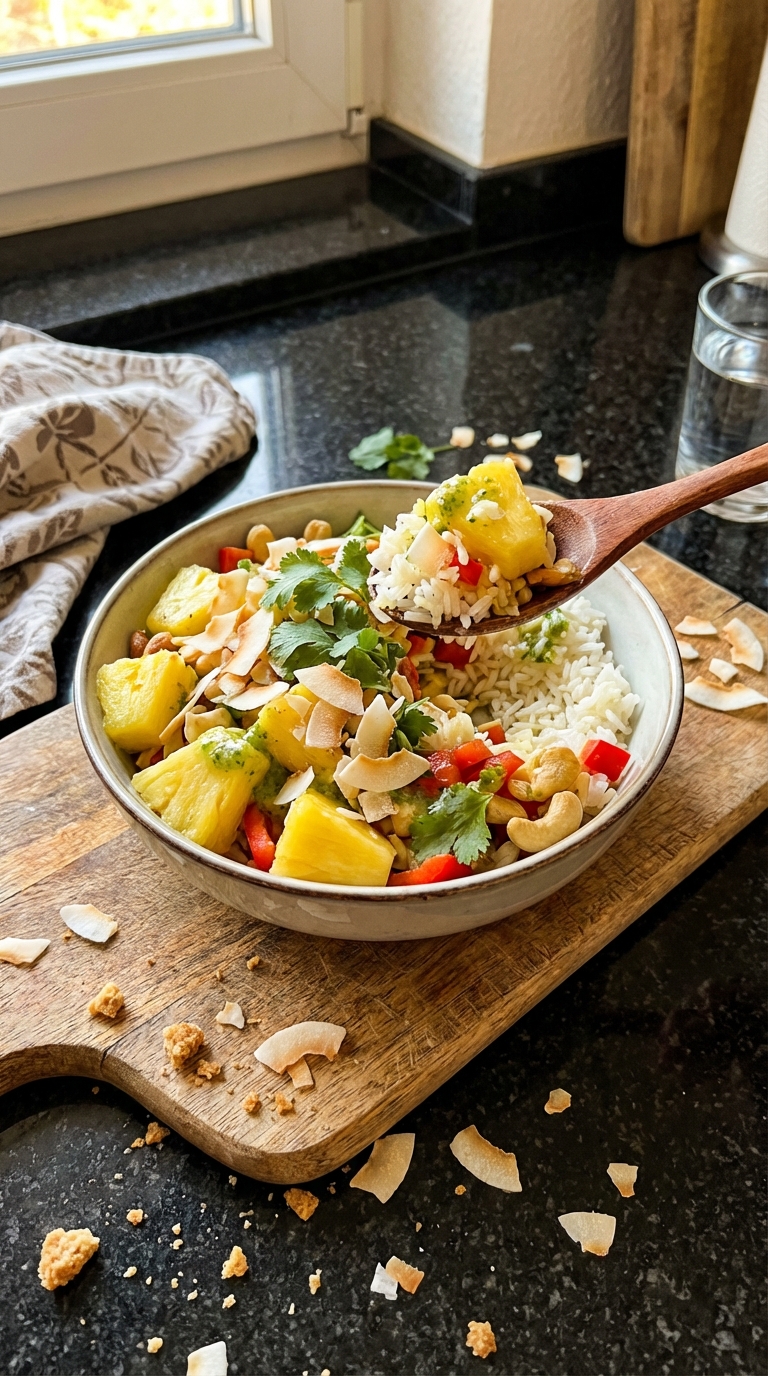 Tropische Ananas Reis Bowl