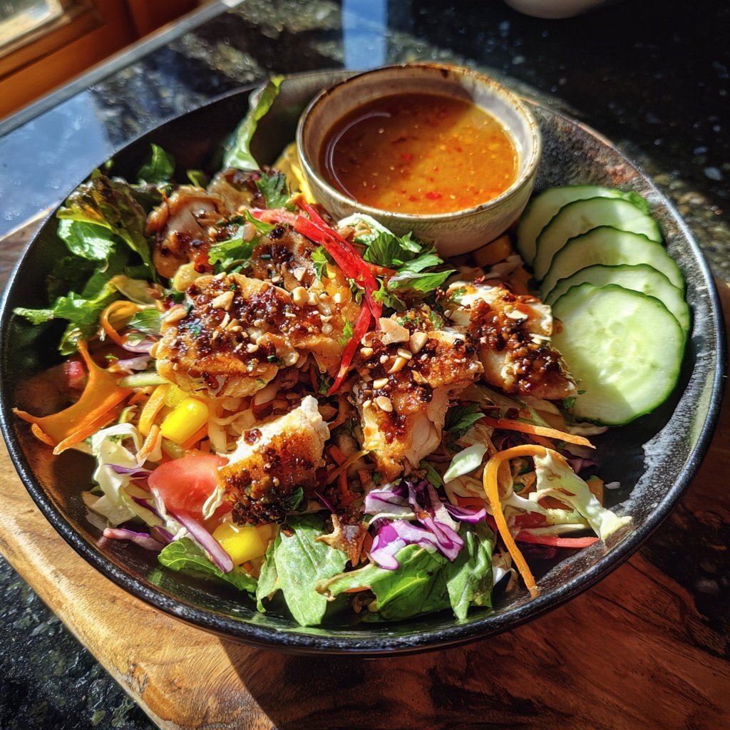 Thailändischer Hähnchen Salad mit Soße