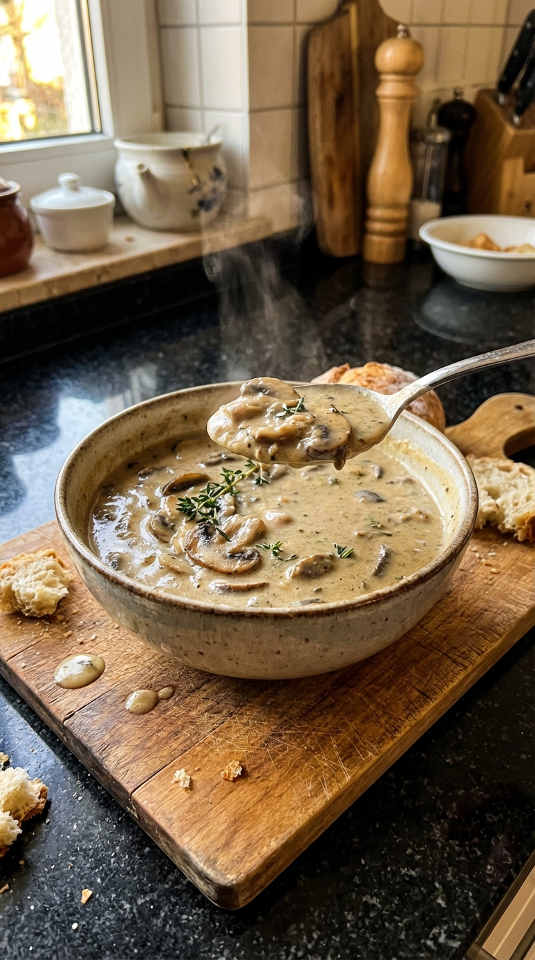 Cremige Pilz Thymian Suppe