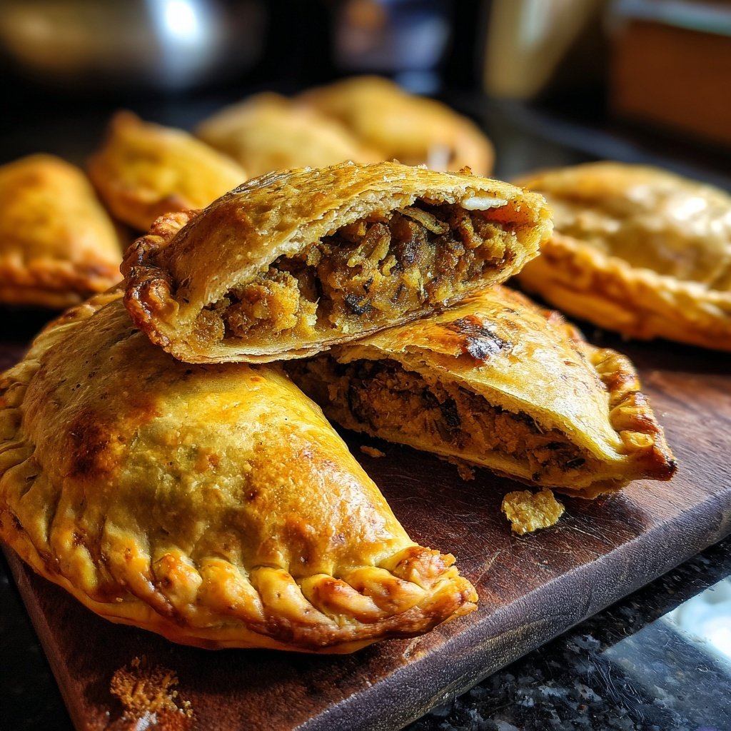 Jamaikanische Curry Hähnchen Patties