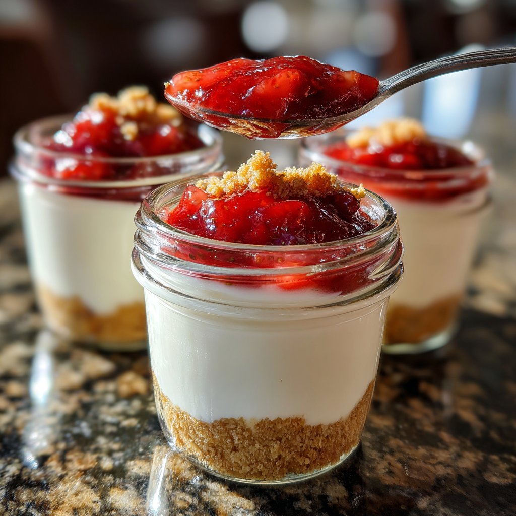 Mini Strawberry Cheesecake Jars