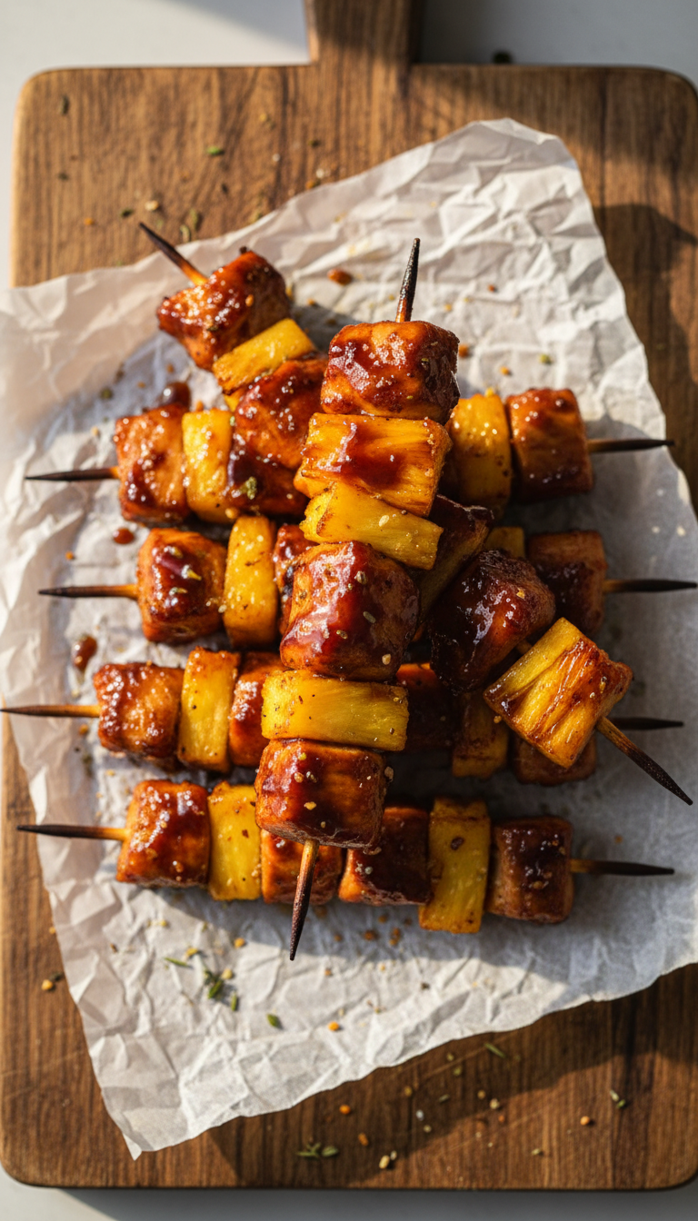 Teriyaki Ananas Hähnchen Spieße