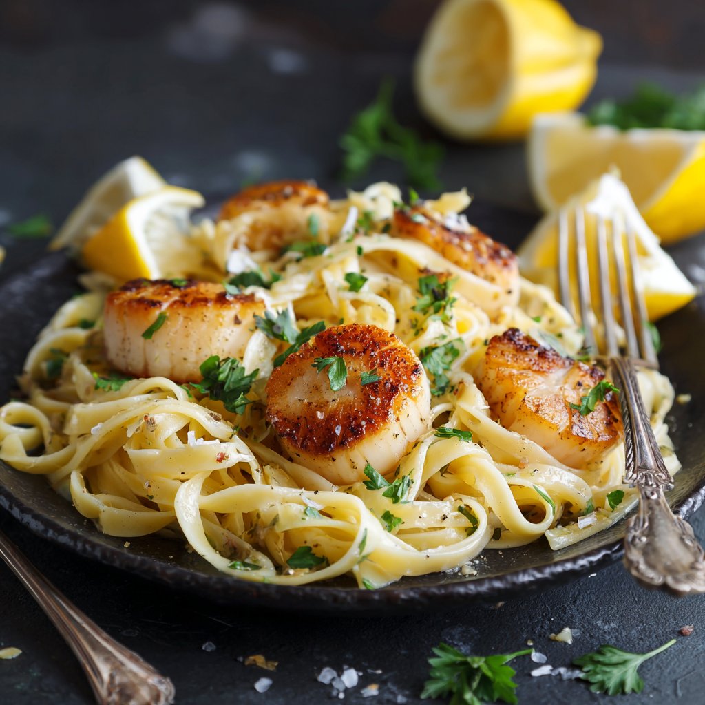 Lemon Butter Scallop Pasta