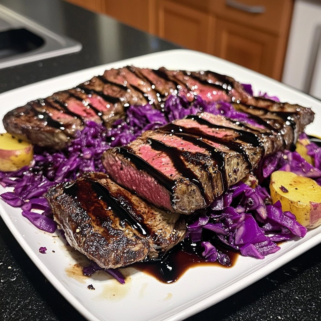 Rotkohl-Steaks mit Kartoffeln