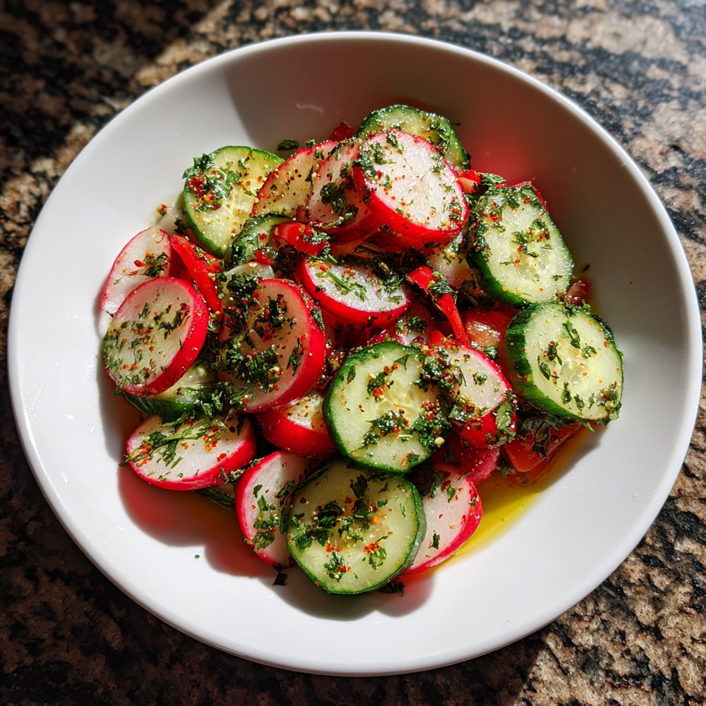 Radieschen- und Gurkensalat