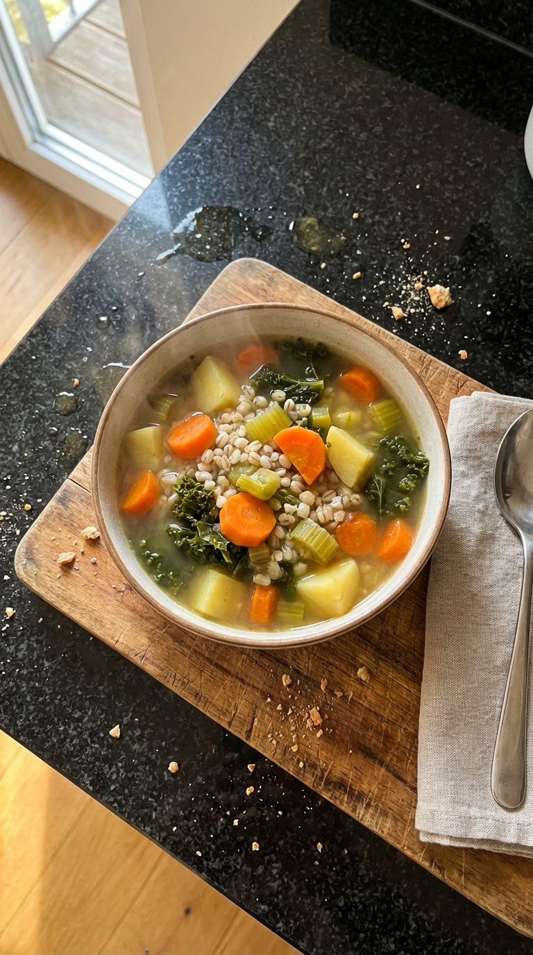 Warme Gemüse Gersten Suppe
