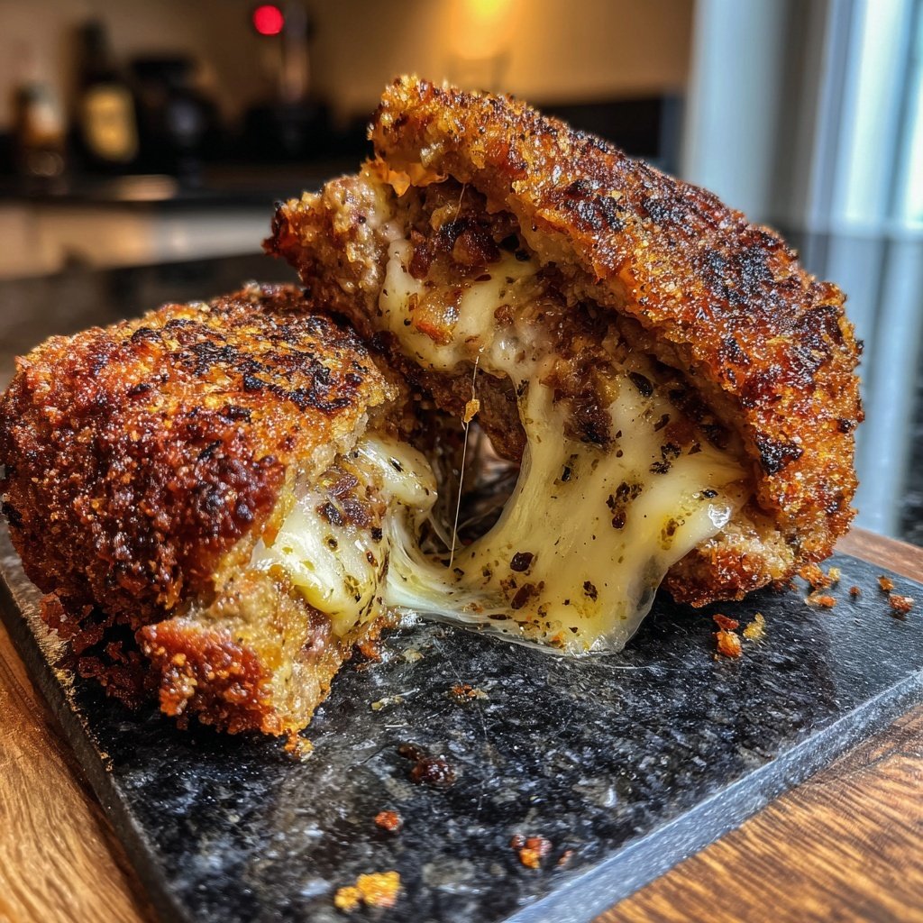 Fleischballen Sandwich Bomben Käse gefüllt