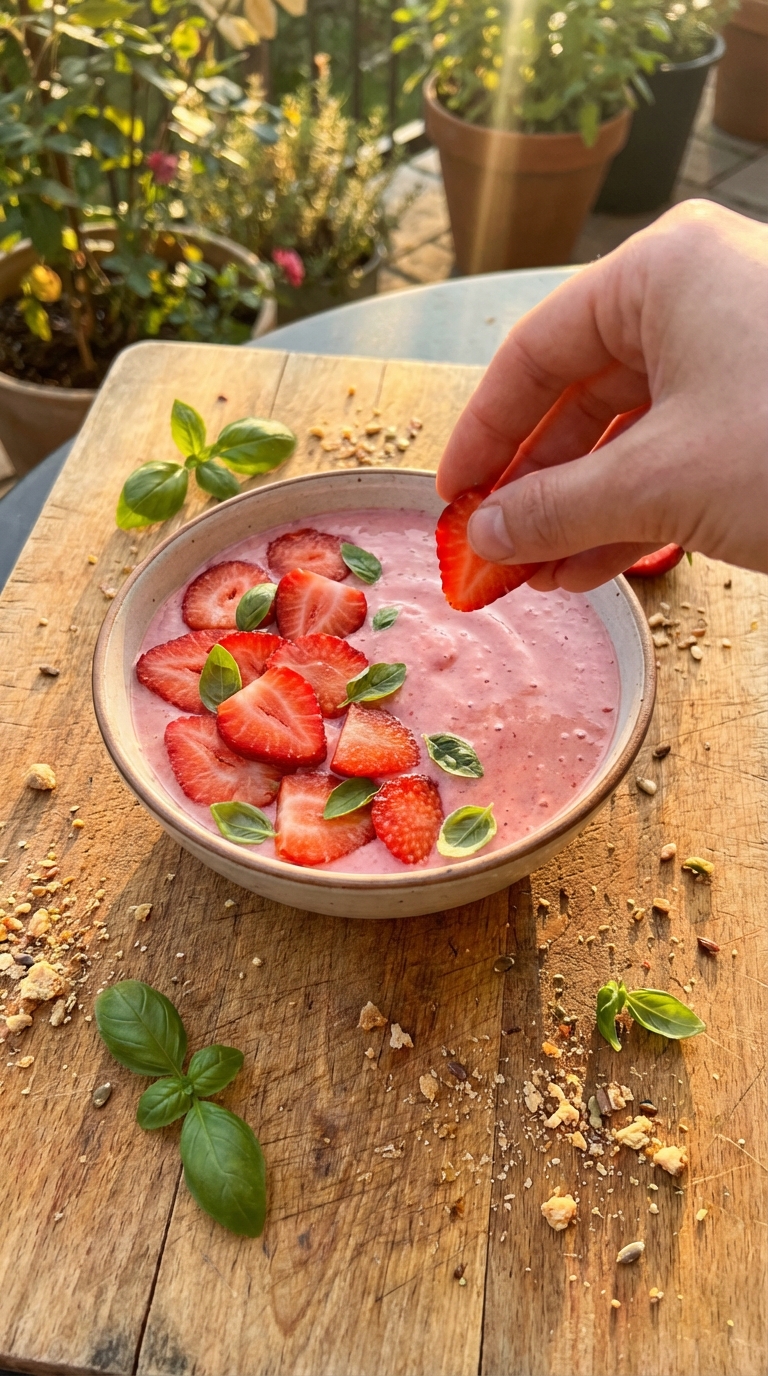 Erdbeer Basilikum Smoothie Bowl​