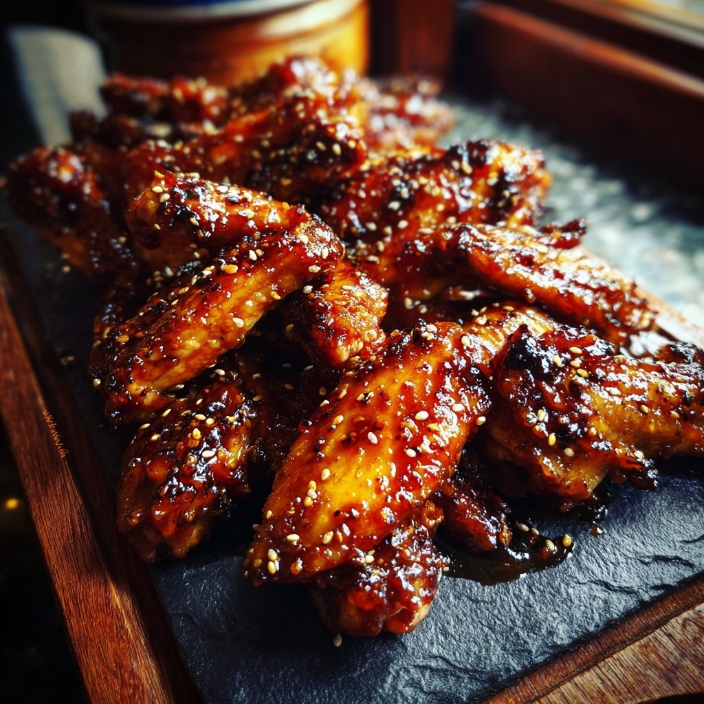 Tamarinde glasiertes Hähnchen Wings Sesam