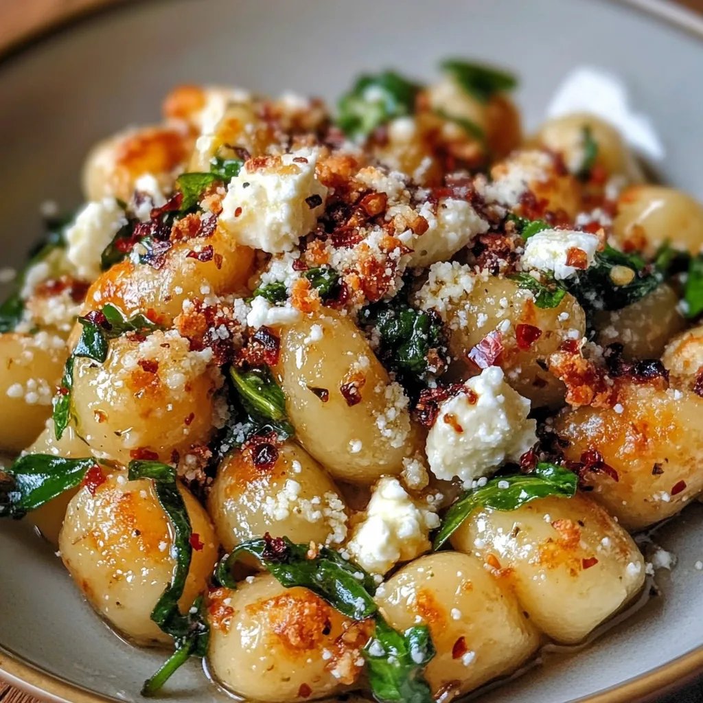 Cremige Gnocchi mit Spinat und Feta
